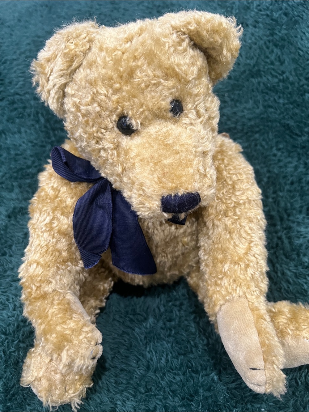 Boyds Bears Beige Teddy with Navy Bow
